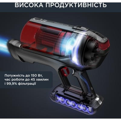 Пилосос Rowenta безпровідний X-Force Flex 12.60 Auto Animal, 320Вт, конт пил -0.9л, автон. робота до 45хв, вага-3кг, НЕРА, чорно
