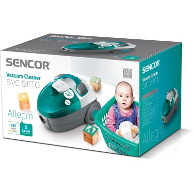 Пилосос Sencor контейнерний Allegro, 890Вт, конт пил -1.5л, НЕРА, синьо-сірий (SVC511TQ-EUE2)