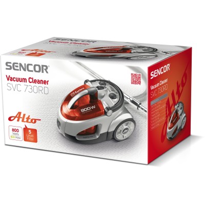 Пилосос Sencor контейнерний Alto, 800Вт, конт пил -1.5л, НЕРА, червоно-сірий (SVC730RD-EUE2)