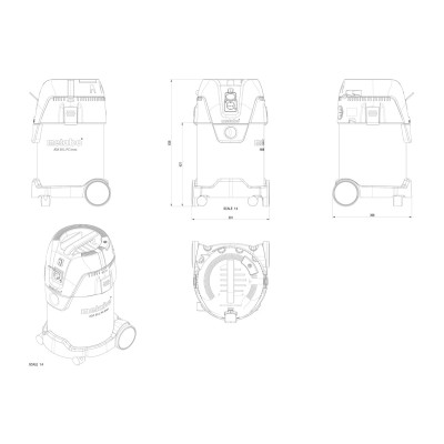 Пилосос професійний Metabo ASA 30 L PC Inox, 1250Вт, 210мБар, контейнер 30л, 9.6кг (602015000)
