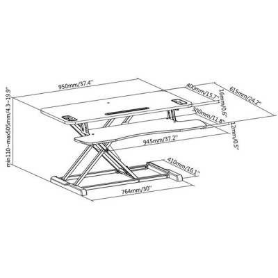 Підставка для монітора DIGITUS Ergonomic Workspace Riser, до 15кг, чорна (DA-90380-1)