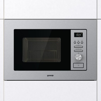 Піч Gorenje мікрохвильова, вбудовувана, 20л, 800Вт, гриль, дисплей, нерж (BM201AG1X)