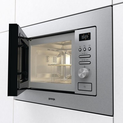 Піч Gorenje мікрохвильова, вбудовувана, 20л, 800Вт, гриль, дисплей, нерж (BM201AG1X)
