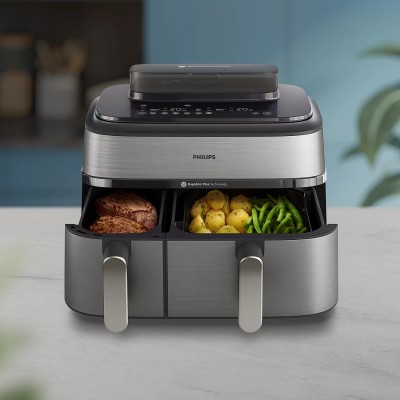 Мультипіч Philips Ovi Dual Steam 2750Вт, чаша-3+6л, сенсорне управл., 12 авто. программ, пластик/метал (NA555/00)