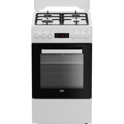 Плита Beko комбінована, 60л, 50x60см, дисплей, конвекція, чавун, білий (FSM52330DWDS)