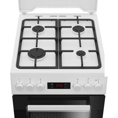 Плита Beko комбінована, 60л, 50x60см, дисплей, конвекція, чавун, білий (FSM52330DWDS)