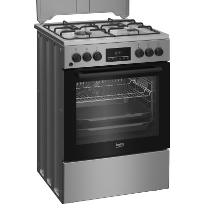 Плита Beko комбінована, 72л, 60x60см, дисплей, конвекція, сірий (FBM62320SDS)