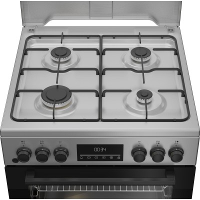 Плита Beko комбінована, 72л, 60x60см, дисплей, конвекція, сірий (FBM62320SDS)