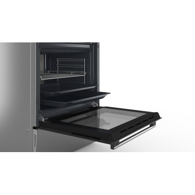 Плита Bosch комбінована, 66л, 60x60см, дисплей, конвекція, чавун, WOK, нержавіюча сталь (HXS59AI51Q)