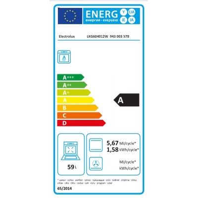 Плита Electrolux газова, 59л, 60x60см, білий (LKG604012W)