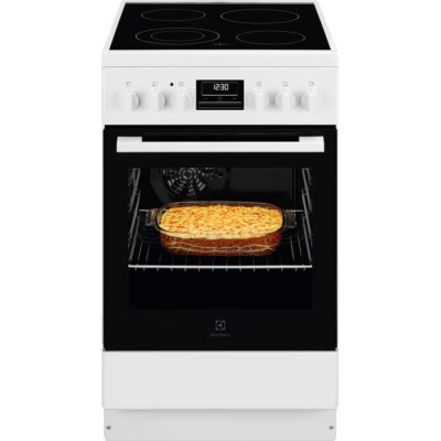 Плита Electrolux електрична склокерамічна, 57л, 50x60см, дисплей, конвекція, білий (LKR540266W)