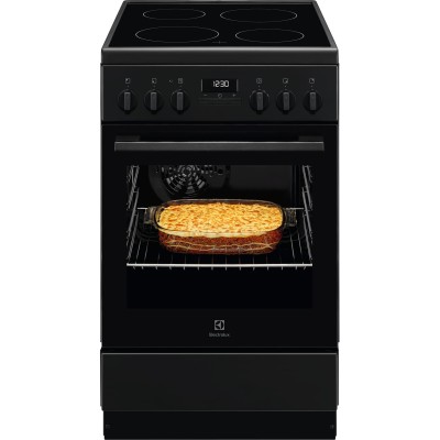 Плита Electrolux електрична склокерамічна, 57л, 50x60см, дисплей, конвекція, чорний матовий (LKR520275K)