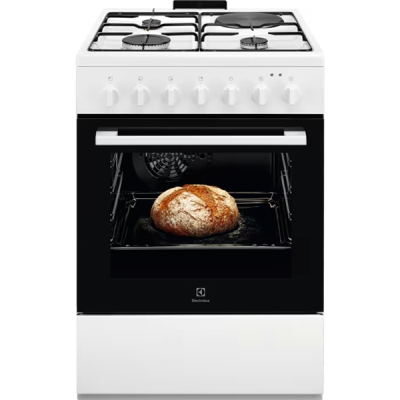 Плита Electrolux комбінована 3 газ + 1 електро, 57л, 60x60см, конвекція, білий (LKM624022W)