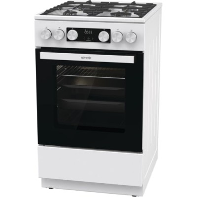 Плита Gorenje газова, 67л, 50x60см, дисплей, IconLed, чавун, білий (GGI5C21WF-B)