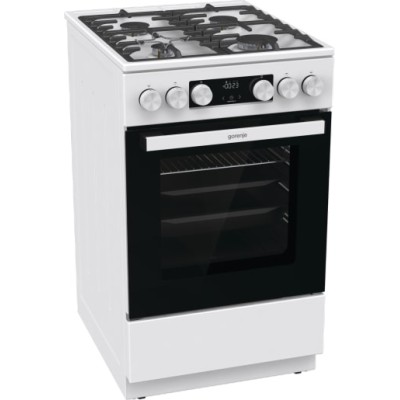 Плита Gorenje газова, 67л, 50x60см, дисплей, IconLed, чавун, білий (GGI5C21WF-B)