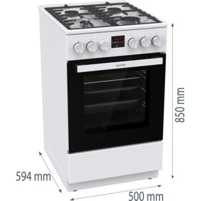 Плита Gorenje газова, 67л, 50x60см, дисплей, IconLed, чавун, білий (GGI5C21WF-B)