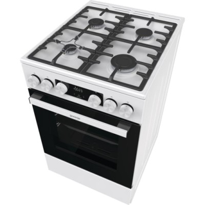 Плита Gorenje газова, 67л, 50x60см, дисплей, IconLed, чавун, білий (GGI5C21WF-B)