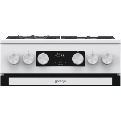 Плита Gorenje газова, 67л, 50x60см, дисплей, IconLed, чавун, білий (GGI5C21WF-B)