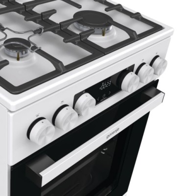 Плита Gorenje газова, 67л, 50x60см, дисплей, IconLed, чавун, білий (GGI5C21WF-B)