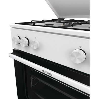 Плита Gorenje газова, 72л, 60x60см, емальовані, з кришкою, білий (GG6A11WJ)