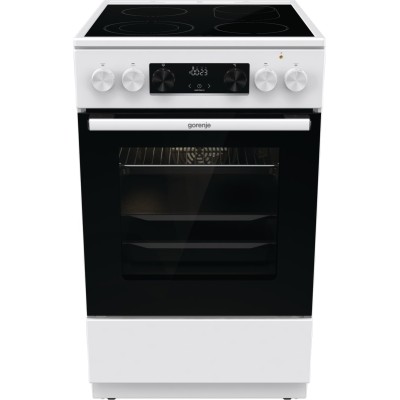 Плита Gorenje електрична склокерамічна, 70л, 50x60см, дисплей, приготування з паром, програматор, білий (GECS5C70WA)