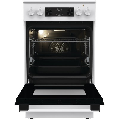 Плита Gorenje електрична склокерамічна, 70л, 50x60см, дисплей, приготування з паром, програматор, білий (GECS5C70WA)