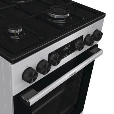 Плита Gorenje комбінована, 62л, 50x60см, дисплей, IconLed, емальовані, титан (GK5C60SJ)