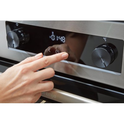 Плита Gorenje комбінована, 62л, 50x60см, дисплей, IconLed, емальовані, титан (GK5C60SJ)