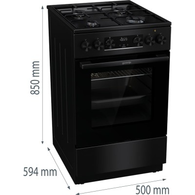 Плита Gorenje комбінована, 62л, 50x60см, дисплей, IconLed, емальовані, чорний (GK5C60BJ) Плита Gorenje комбінована, 62л, 50x60см, дисплей, IconLed, емальовані, чорний (GK5C60BJ)