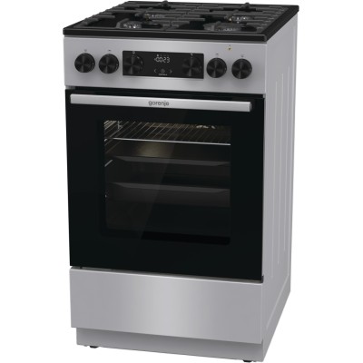 Плита Gorenje комбінована, 70л, 50x60см, дисплей, чавун, нерж (GK5C42SF)
