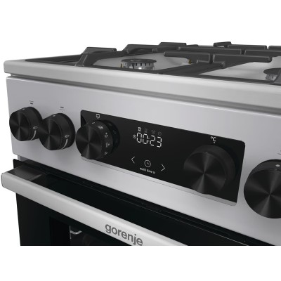 Плита Gorenje комбінована, 70л, 50x60см, дисплей, чавун, нерж (GKS5C70HXF)