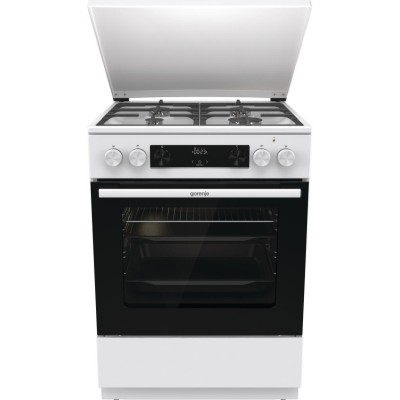 Плита Gorenje комбінована, 71л, 60x60см, дисплей, IconLed, чавун, білий (GK6C5WF)