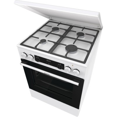 Плита Gorenje комбінована, 71л, 60x60см, дисплей, IconLed, чавун, білий (GK6C5WF)