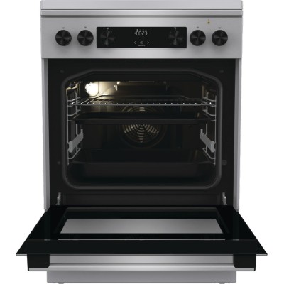 Плита Gorenje комбінована, 71л, 60x60см, дисплей, чавун,з кришкою, програматор IconLed,нерж (GKS6C71XF)