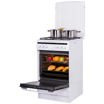 Плита Hansa комбінована, 62л, 50x60см, конвекція, чавун, білий (FCMW580250)