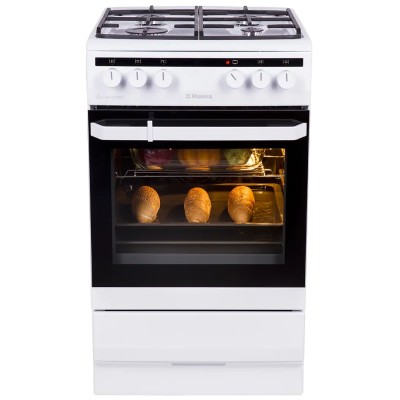 Плита Hansa комбінована, 62л, 50x60см, конвекція, чавун, білий (FCMW580250)