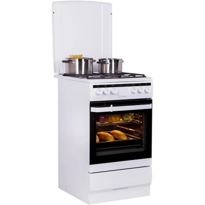 Плита Hansa комбінована, 62л, 50x60см, конвекція, чавун, білий (FCMW580250)