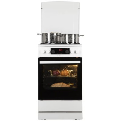 Плита Hansa комбінована, 65л, 50x60см, дисплей, конвекція, чавун, білий (FCMW59329)