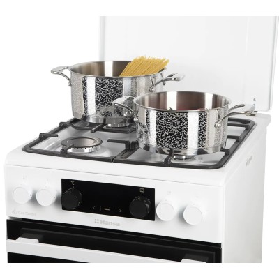 Плита Hansa комбінована, 65л, 50x60см, дисплей, конвекція, чавун, білий (FCMW59329)