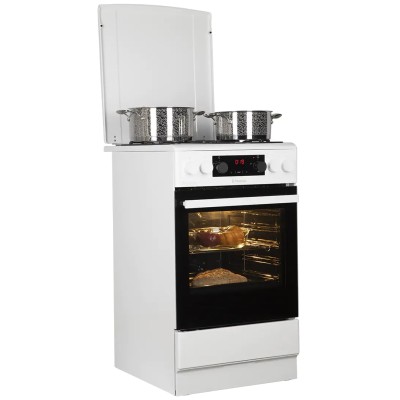 Плита Hansa комбінована, 65л, 50x60см, дисплей, конвекція, чавун, білий (FCMW59329)