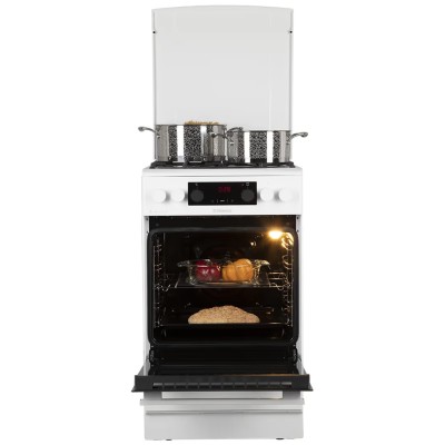 Плита Hansa комбінована, 65л, 50x60см, дисплей, конвекція, чавун, білий (FCMW59329)