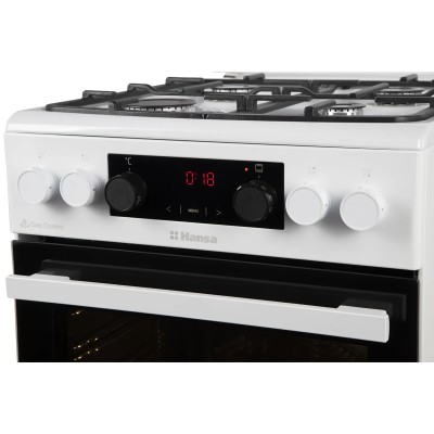 Плита Hansa комбінована, 65л, 50x60см, дисплей, конвекція, чавун, білий (FCMW59329)