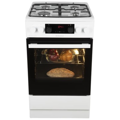 Плита Hansa комбінована, 65л, 50x60см, дисплей, конвекція, чавун, білий (FCMW59329)