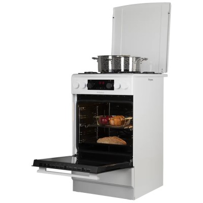 Плита Hansa комбінована, 65л, 50x60см, дисплей, конвекція, чавун, білий (FCMW59329)