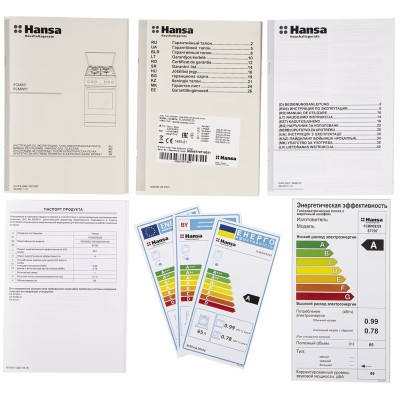 Плита Hansa комбінована, 65л, 50x60см, дисплей, конвекція, чавун, білий (FCMW59329)