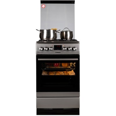 Плита Hansa комбінована, 65л, 50x60см, дисплей, конвекція, чавун, нерж (FCMS582254)