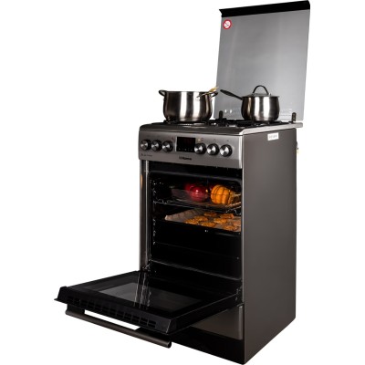 Плита Hansa комбінована, 65л, 50x60см, дисплей, конвекція, чавун, нерж (FCMS582254)