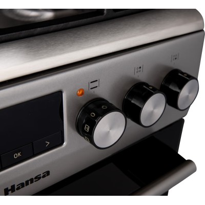 Плита Hansa комбінована, 65л, 50x60см, дисплей, конвекція, чавун, нерж (FCMS582254)