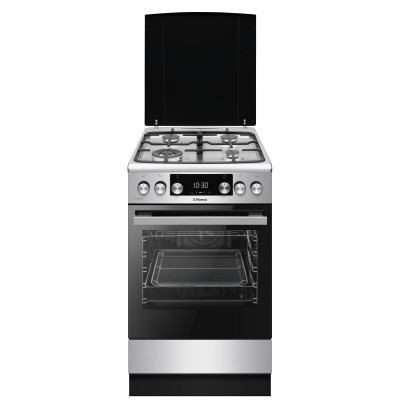 Плита Hansa комбінована, 65л, 50x60см, дисплей, конвекція, чавун, нерж (FCMX583292)