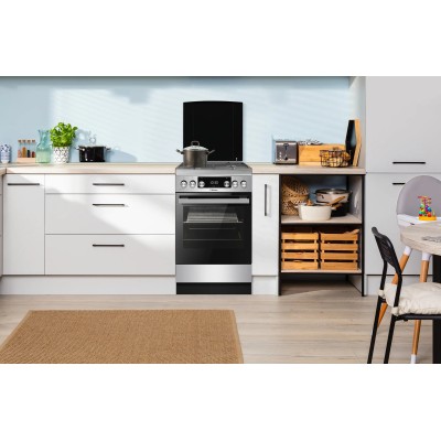 Плита Hansa комбінована, 65л, 50x60см, дисплей, конвекція, чавун, нерж (FCMX583292)